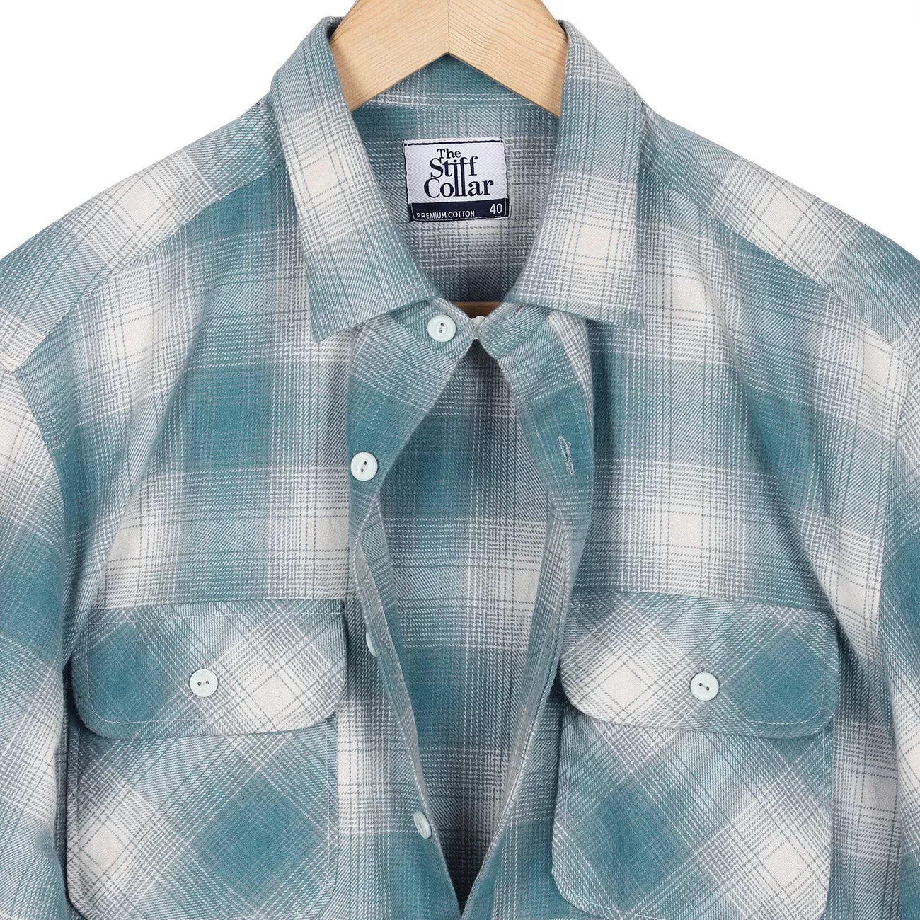 Shamrock Heavy Green Plaid Check Enzyme Washed Shirt