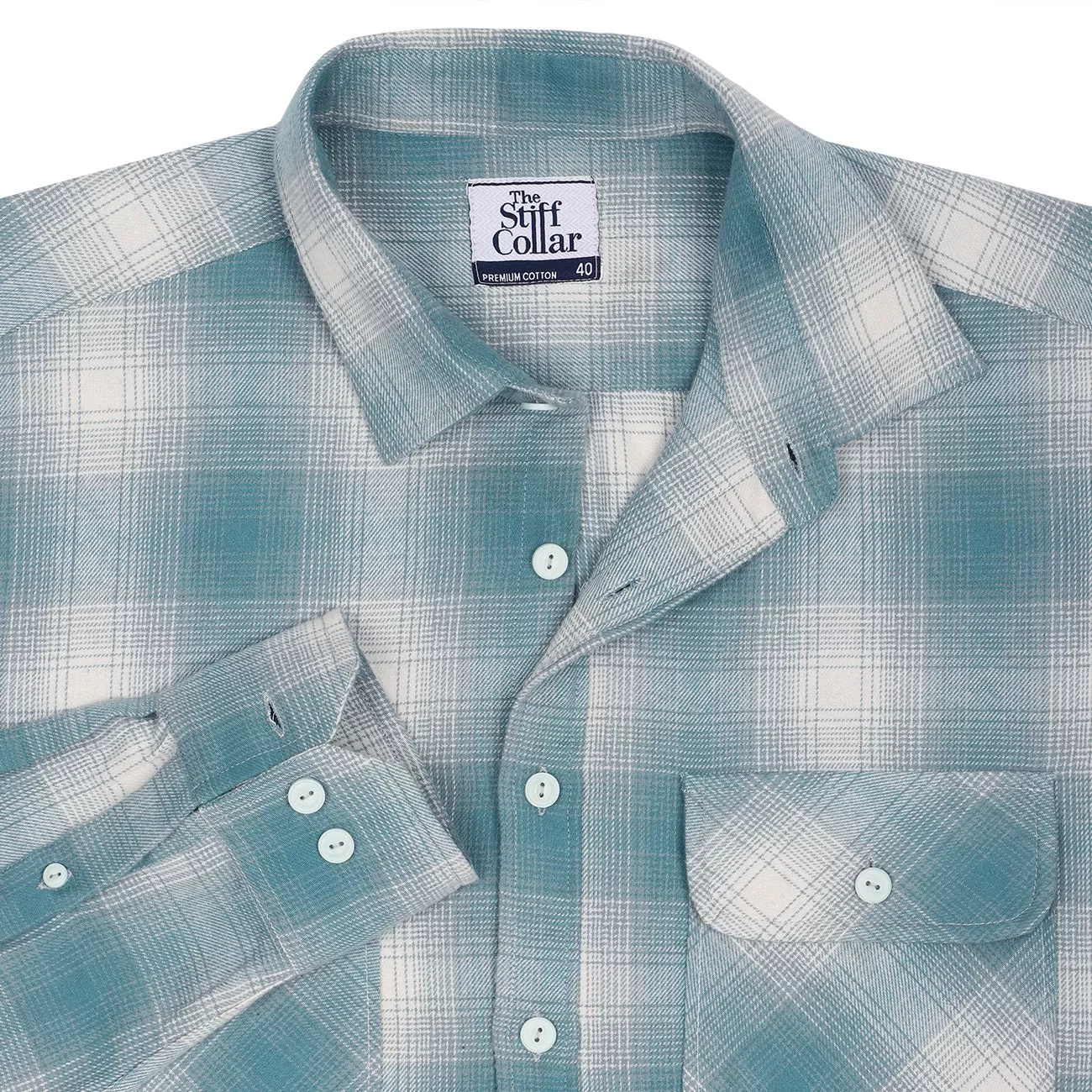 Shamrock Heavy Green Plaid Check Enzyme Washed Shirt