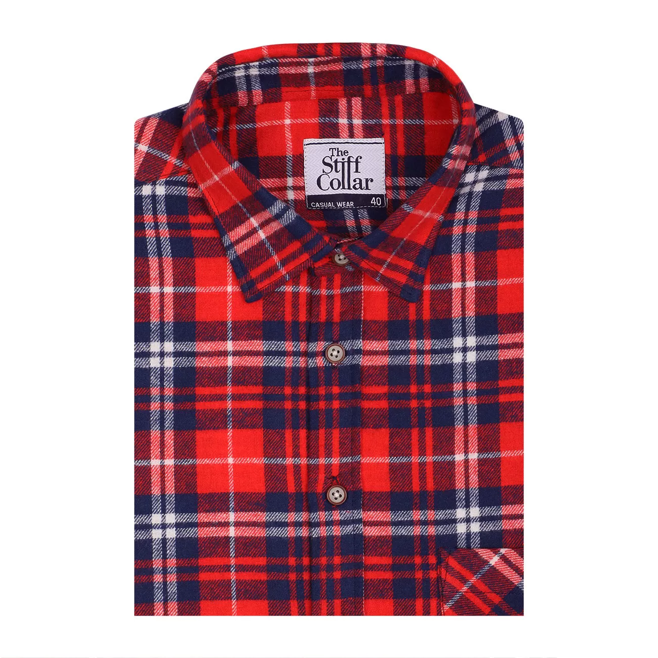 Sherwin Red Check Flannel Regular Fit Casual Shirt