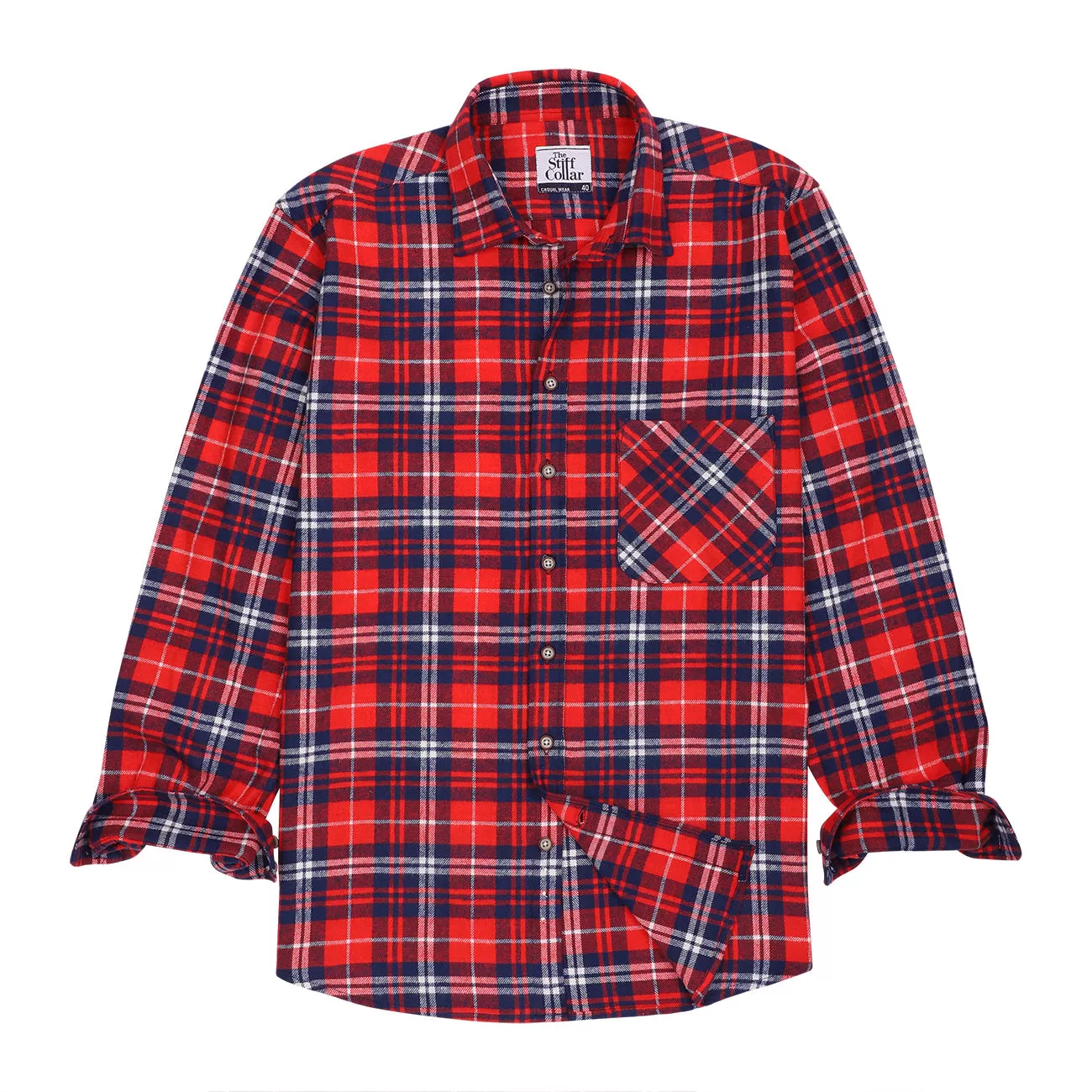 Sherwin Red Check Flannel Regular Fit Casual Shirt