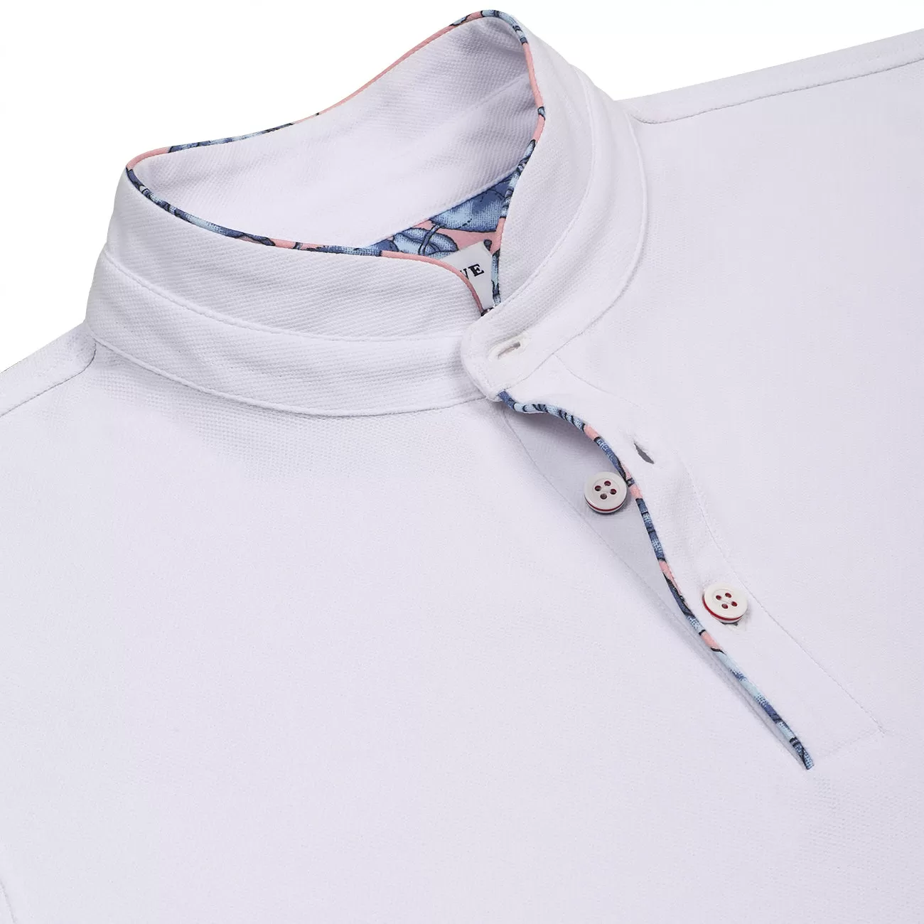 Soft Cotton Rich Milky White Polo T-shirt with Mandarin Collar