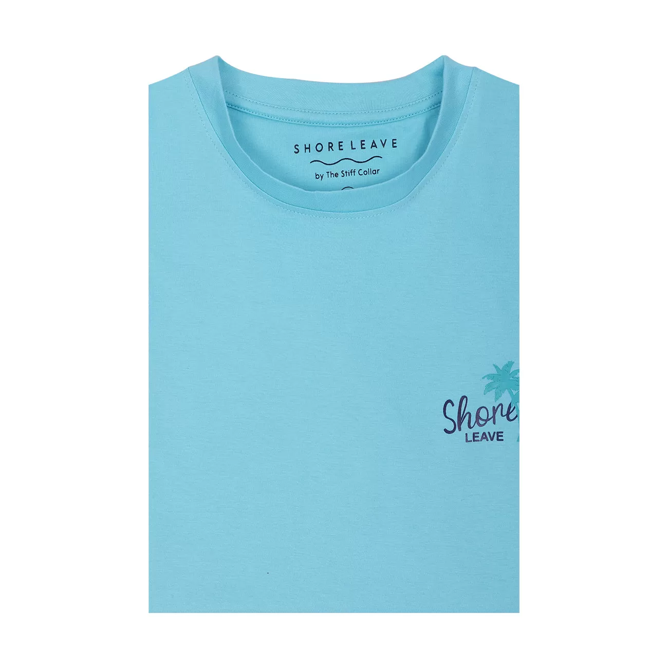 Soft Enzyme Washed Turquoise Blue Round Neck Cotton T-shirt