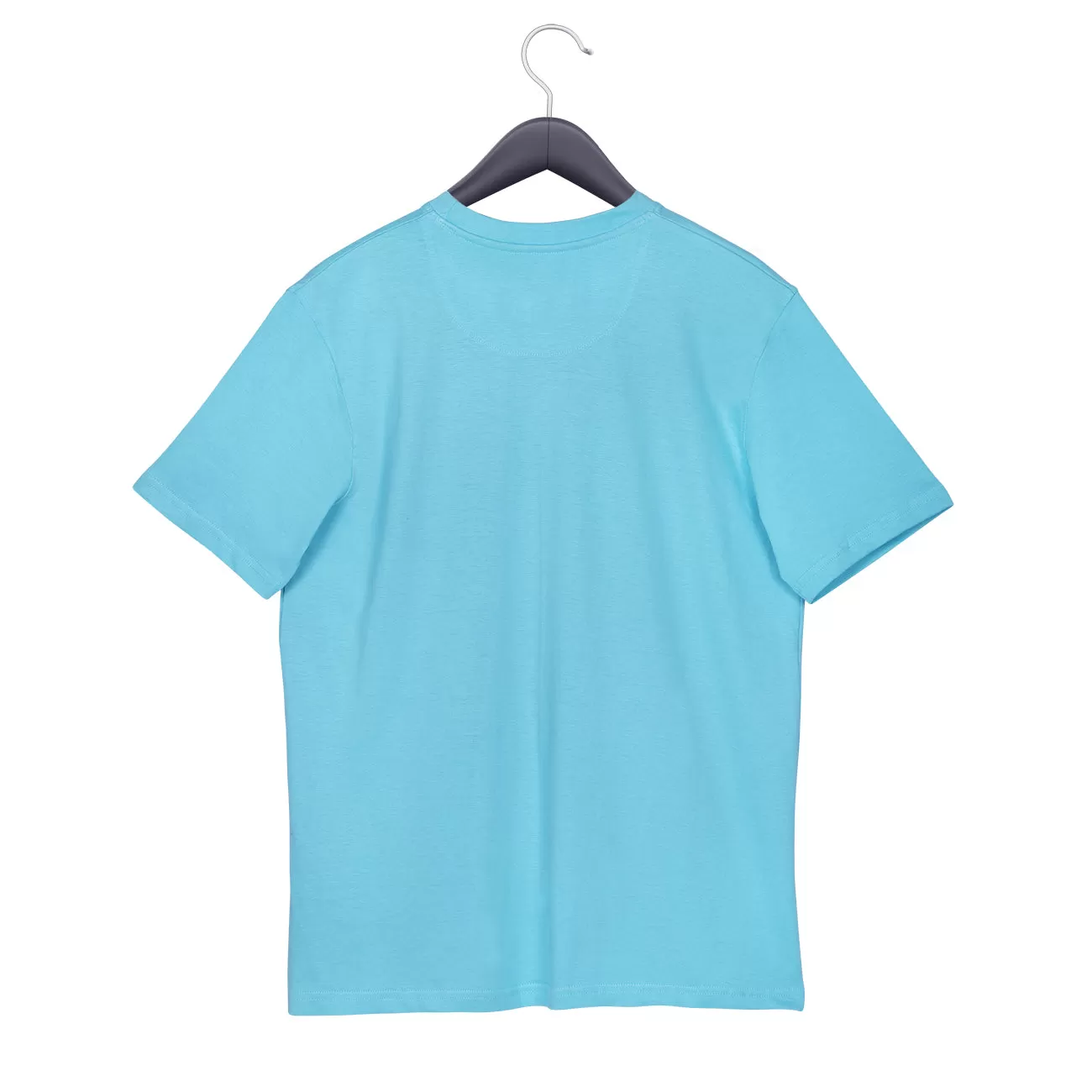 Soft Enzyme Washed Turquoise Blue Round Neck Cotton T-shirt