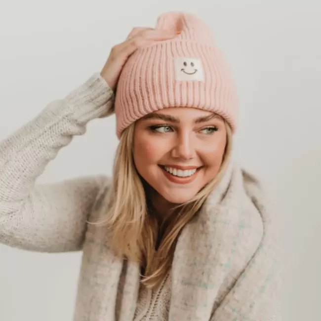 Stay Smiling Cuff Beanie