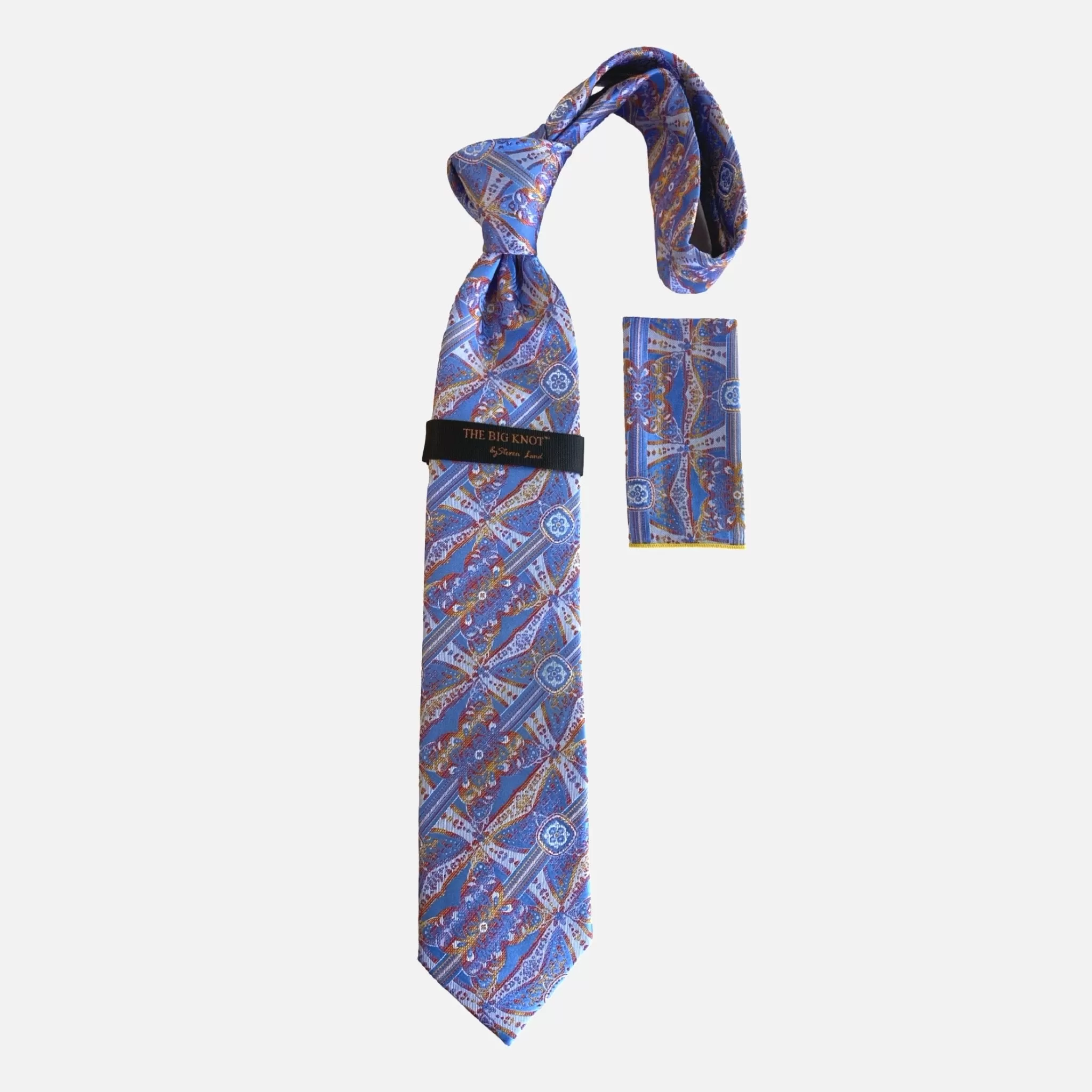 Steven Land Silk tie and Hanky “BW2421” Blue