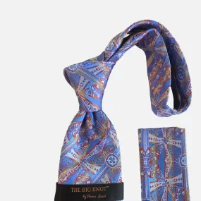 Steven Land Silk tie and Hanky “BW2421” Blue