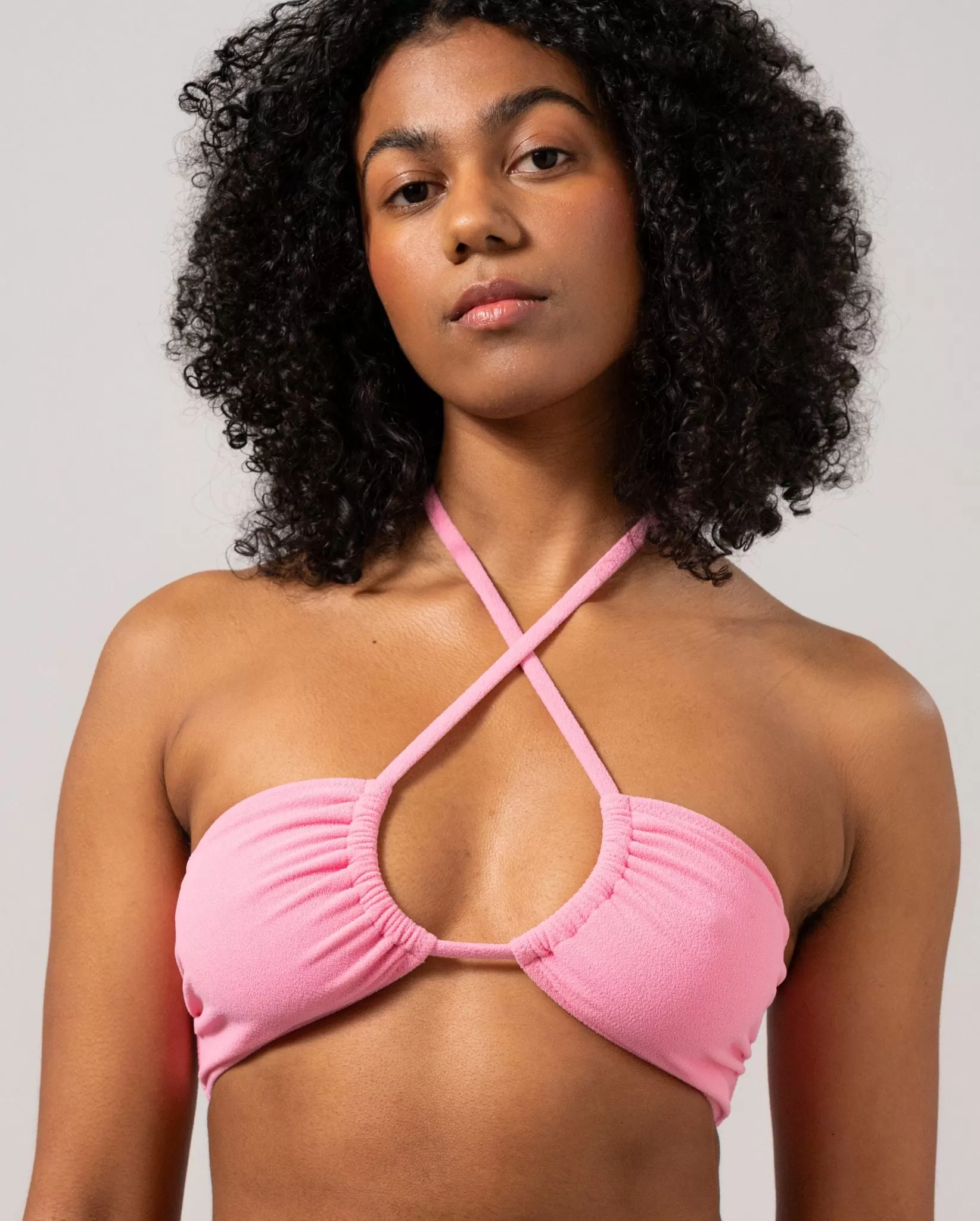 Strappy Bandeau Bikini Top Candy Pink