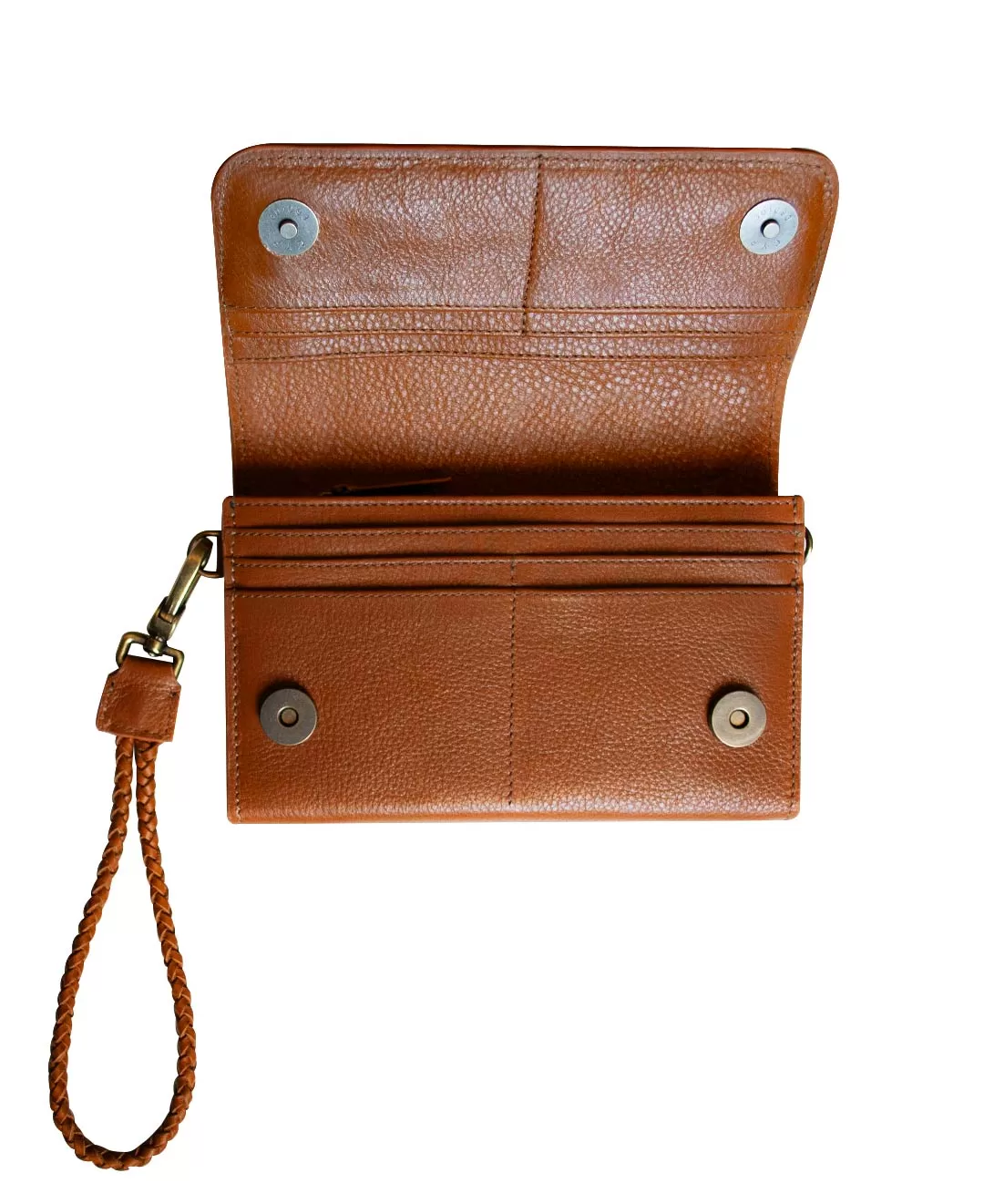 Tan MILA Clutch Wallet with Wrist Strap - Full Grain Leather