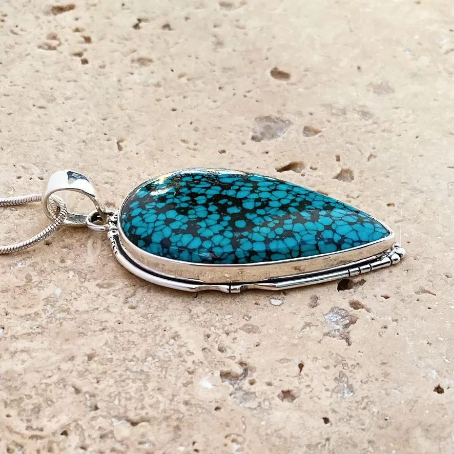 Turquoise Large Teardrop Pendant - Matrix