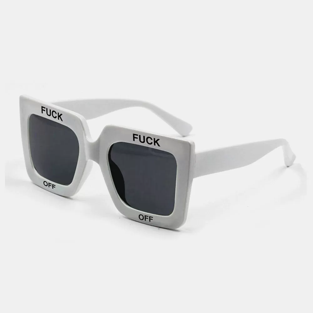 Unisex Casual Full Thick Frame Square Shape Letter Printing UV Protection Sunglasses