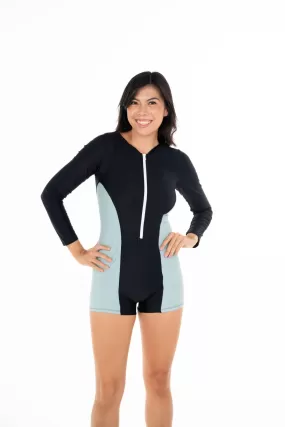 White Water Long Sleeve One Piece Swimsuit